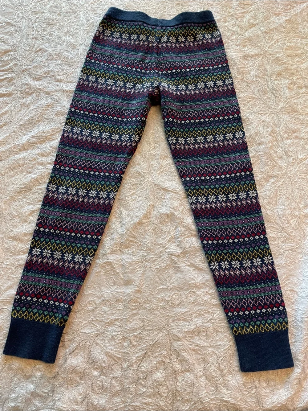 VGUC GAP Kids Fair Isle Knit Leggings - Navy Multi Sz L (10-12).